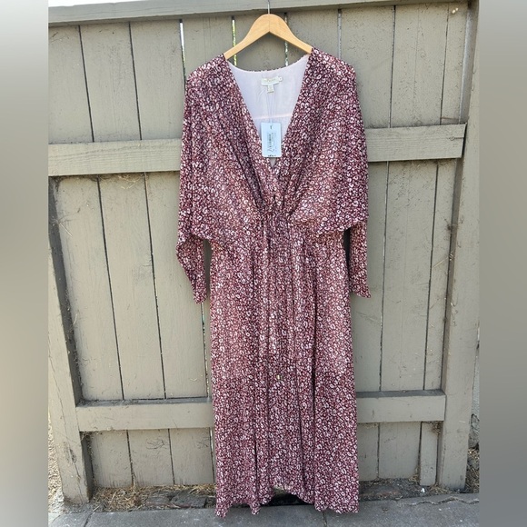 NWT Ted Baker Vally Draped Midi Batwing Sleeve Dress Bohemian Cottagecore 12 - Picture 5 of 14